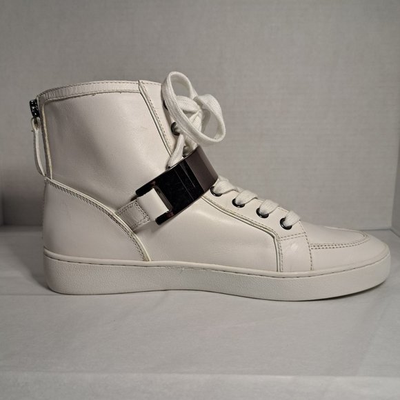 MICHAEL KORS LEATHER SNEAKERS Sz 9.5 METAL CLIP ZIP RARE COLLECTOR STUNNING - Picture 6 of 14